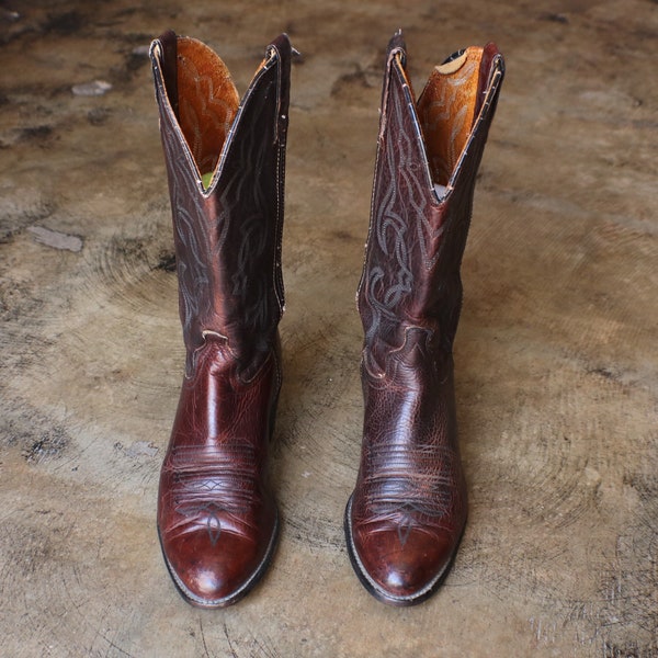 Frye Cowboy Boots / 8 1/2 Women's Dark Brown Boots / Western Leather Boots