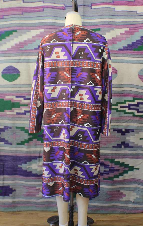 Kilim Print Shift DRESS / Large Vintage DRESS / L… - image 3