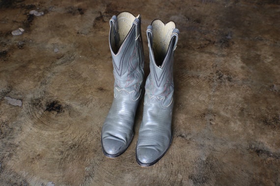 11 1/2 / Heren Cowboy LAARZEN / Grijze leren Laarzen / Vintage - Etsy België
