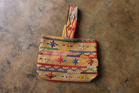 Embroidered handbag / Vintage Woven textile and C… - image 2