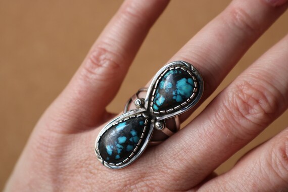 Double Drop Turquoise RING / American Turquoise S… - image 2