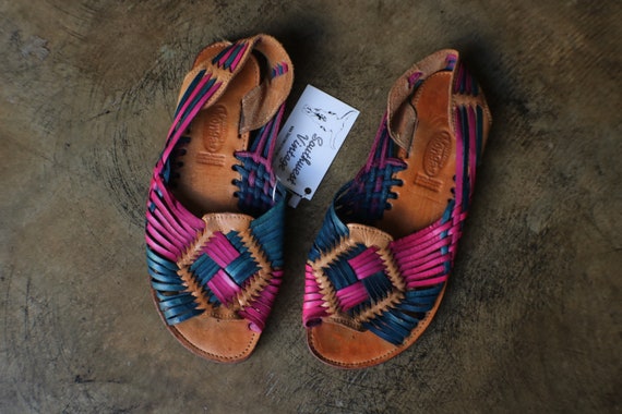 10 Huarache Sandals / Colorful Leather Shoes / Vi