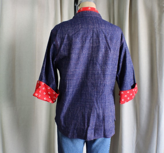 70's Denim Print Jacket and Shirt / Red White and… - image 5