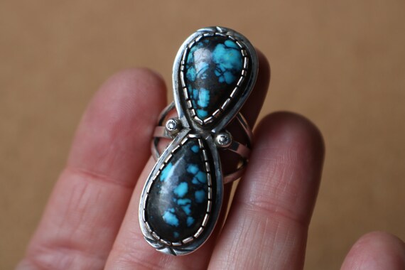 Double Drop Turquoise RING / American Turquoise S… - image 5