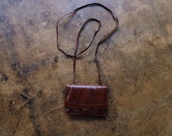 Small Leather Handbag / 70's Small Brown Purse / Vintage Crossbody Bag
