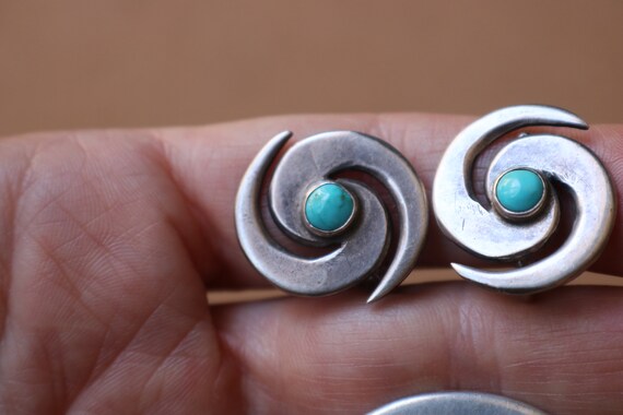 Sterling Turquoise Double Spiral Jewelry Set / Vi… - image 4