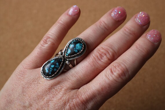 Double Drop Turquoise RING / American Turquoise S… - image 3