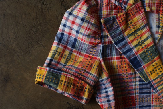 70's Plaid Jacket / Vintage Colorful Short Sleeve… - image 4