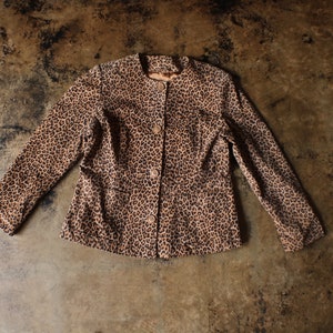 Leopard Print Jacket / Vintage Leather Jacket Blazer/ Women&#39;s Medium to Large
