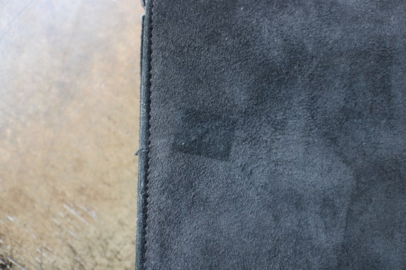 Vintage Black Suede Purse / 60's Long Rectangle L… - image 4