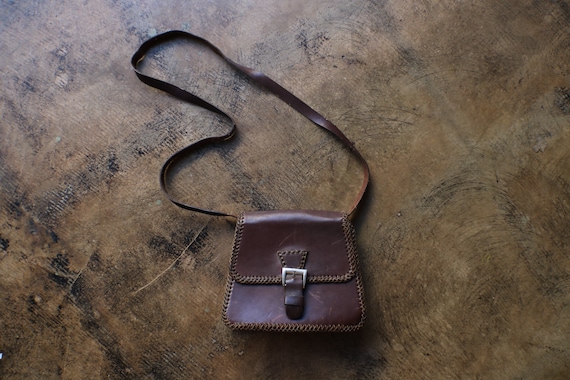 Brown Leather Purse / 70's Leather Small Leather P