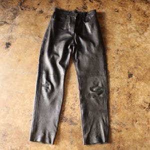 Black Leather Pants / Vintage 90&#39;s Women&#39;s Leather Pants / Medium