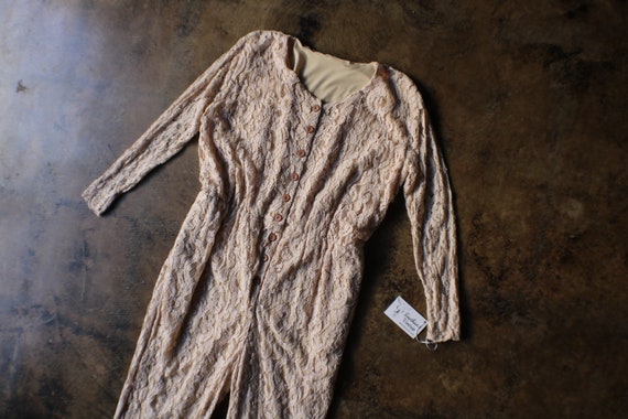 Cream Lace Jumpsuit / Vintage 90's Lace Romper / … - image 2