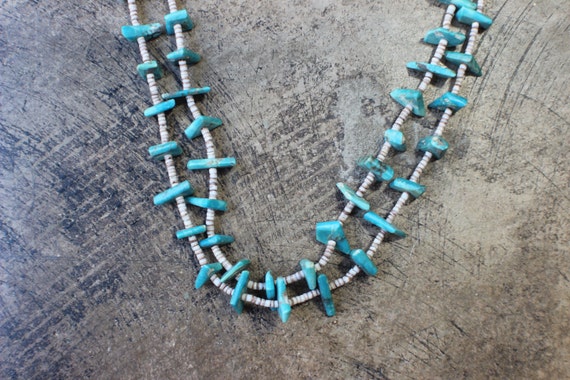 Rare Older Vintage Santo Domingo White Shell Heishi Turquoise Necklace Rare Older Vintage Santo Domingo White Shell Heishi Turquoise Necklace