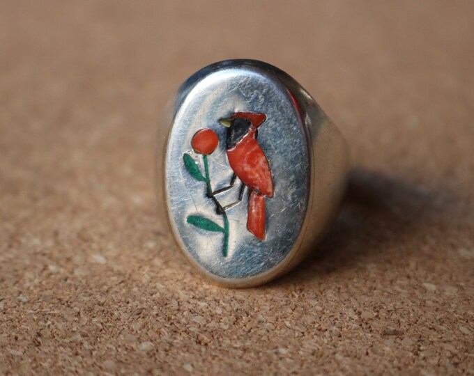 Zuni Men's Ring / Robin RING / Vintage Sterling Men's Jewelry