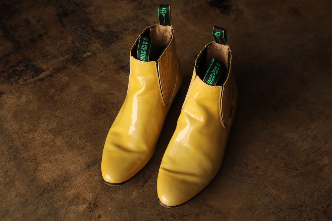 Yellow Patent Leather Ankle BOOT, Size 9 1/2 Men's Vintage - Etsy