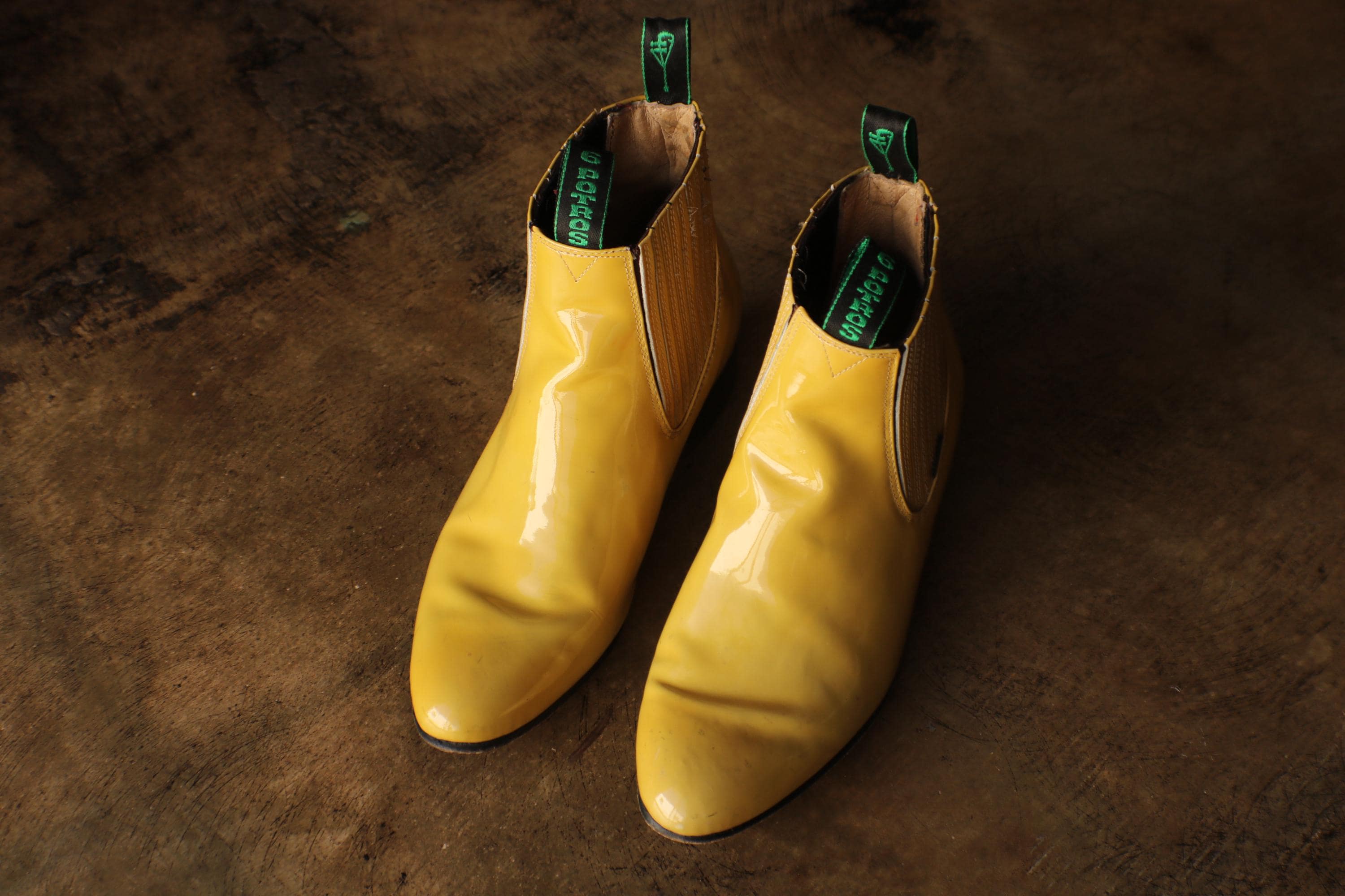 Yellow Patent Leather Ankle BOOT, Size 9 1/2 Men's Vintage - Etsy