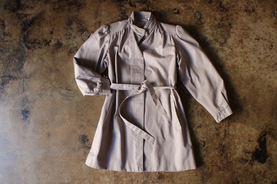 Vintage Grey Trench Coat / Light Weight Micro Ple… - image 1
