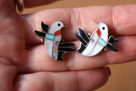 Hummingbird Earrings / Southwest Bird Jewelry / V… - image 2