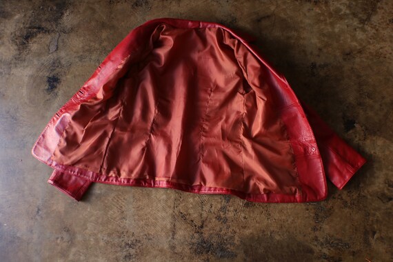 Red Leather Blazer / Vintage Women's Leather Jack… - image 2