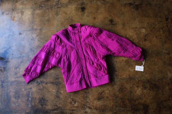 Silk Quilted Jacket / Vintage Purple Silk Bomber /