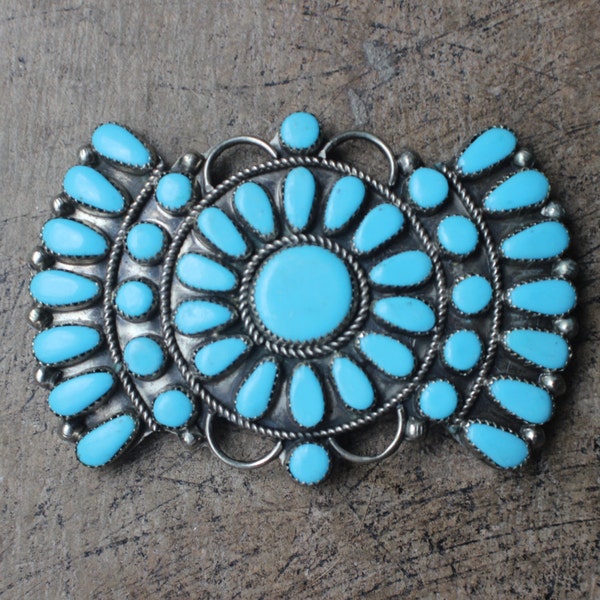 Turquoise Bow Brooch / Large Vintage Pendant / Southwest Jewelry