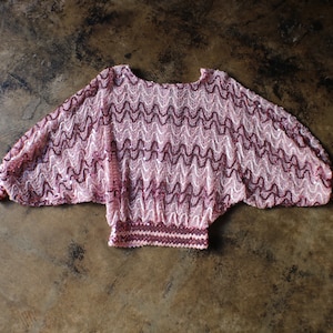Vintage Pink Sequin Top, 80's Dolman Sleeve Blouse