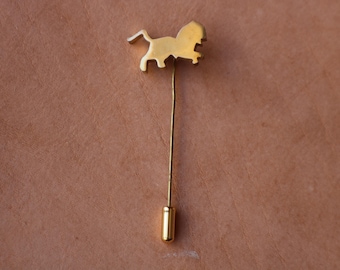 Vintage Leo Stick Pin, Brass Zodiac Jewelry