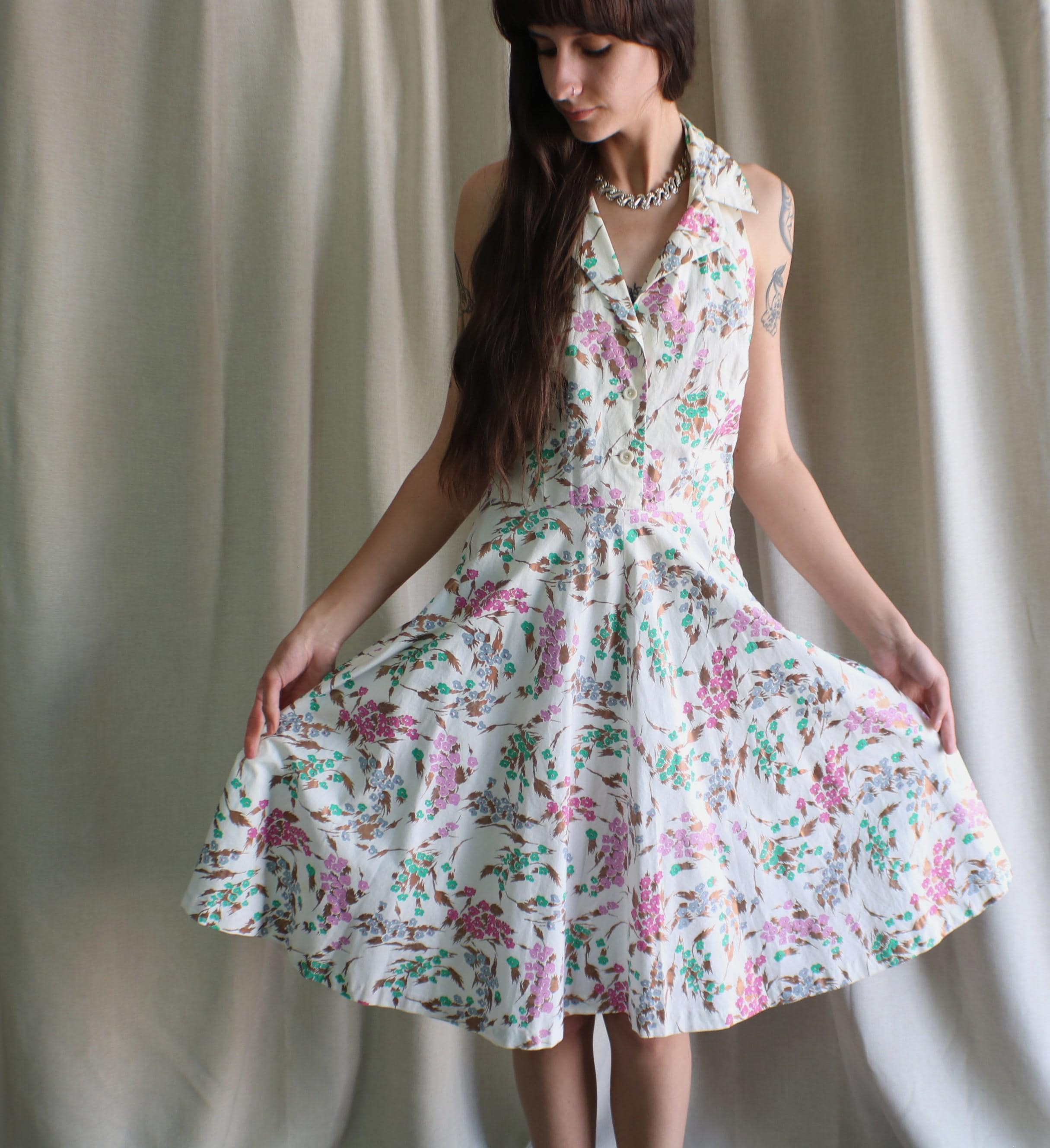 1950s Cotton Halter Dress - Etsy