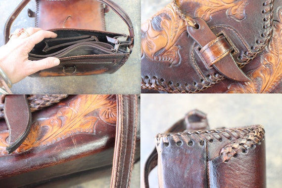 Tooled Leather Purse / 1960's Handbag / Mexico Le… - image 5