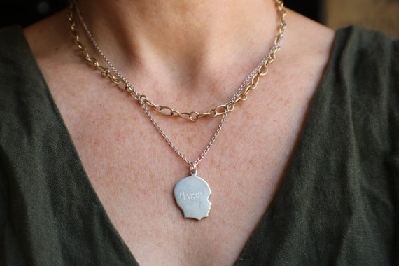 Boy Silhouette Necklace Sterling Silver, Chain Included Boy Silhouette Necklace Sterling Silver, Chain Included