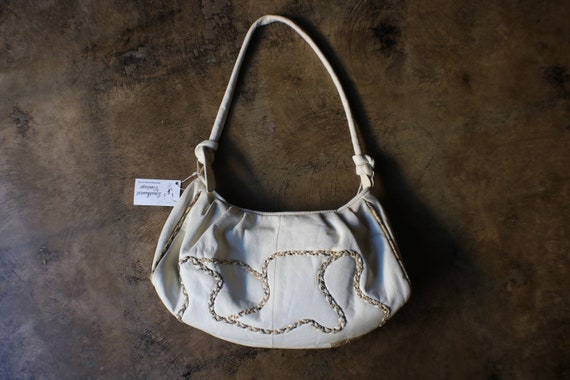 Vintage Snake Skin Purse / Large White Leather Pa… - image 8