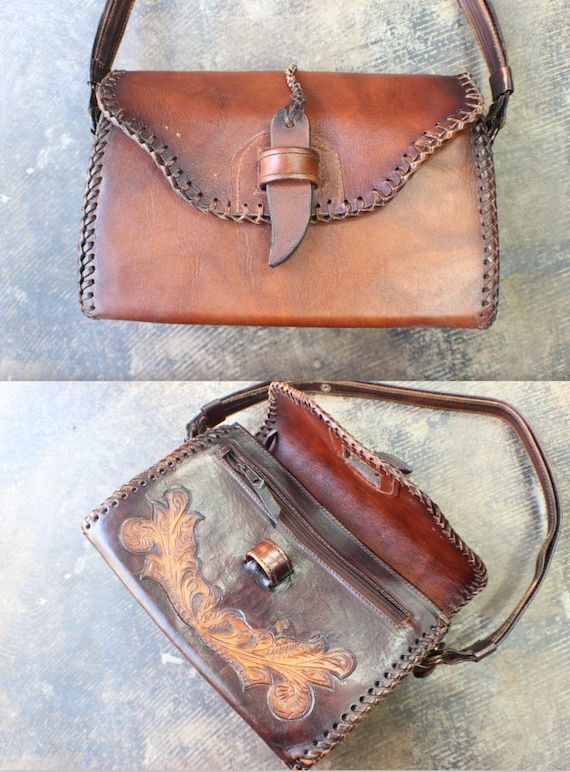 Tooled Leather Purse / 1960's Handbag / Mexico Le… - image 4