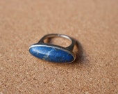 Lapis Art RING / Sterling Sculpture RING / Vintage Silver Jewelry / Size 6