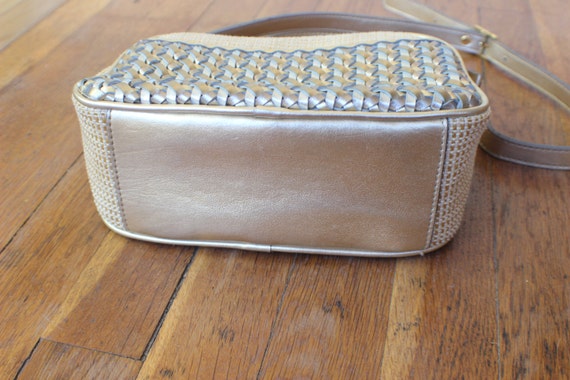 Metallic Purse / Vintage Gold and Silver Basket H… - image 3