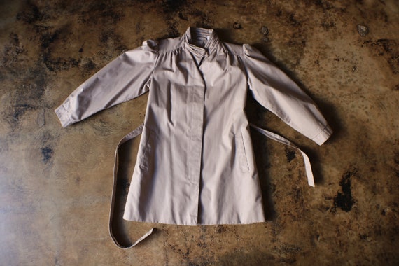 Vintage Grey Trench Coat / Light Weight Micro Ple… - image 3