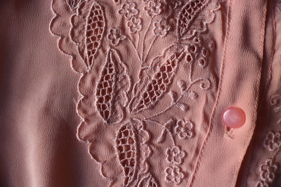Vintage Pink Blouse / Embroidered Lace Long Sleev… - image 4
