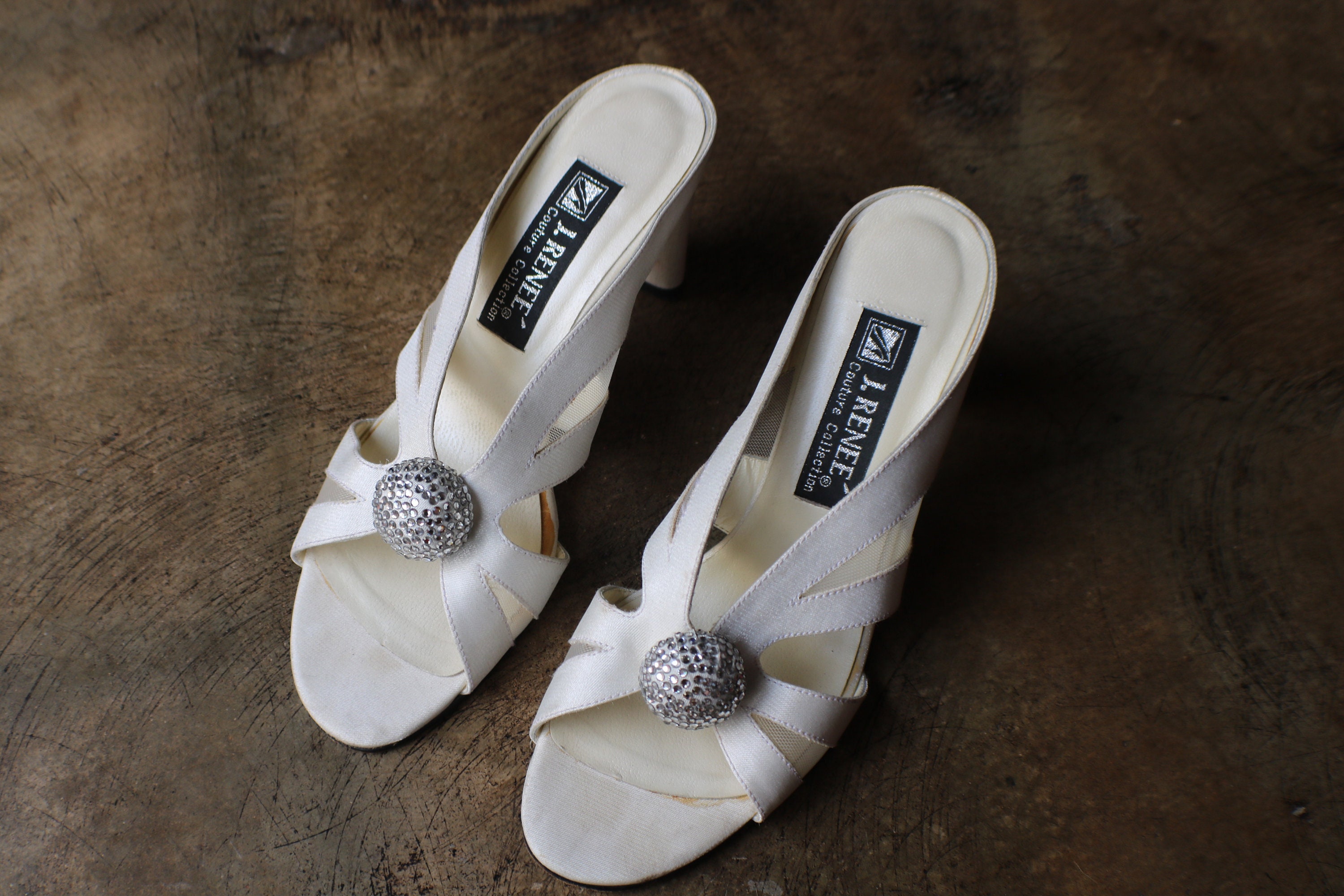 Sequin White Heels - Etsy
