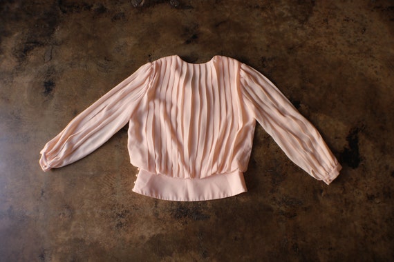 Vintage Pink Blouse / Pink Pleated Shirt with Lac… - image 5