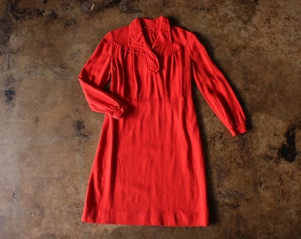 70's Mini Dress / Red Shirt Dress / Small Women's Vintage Dress