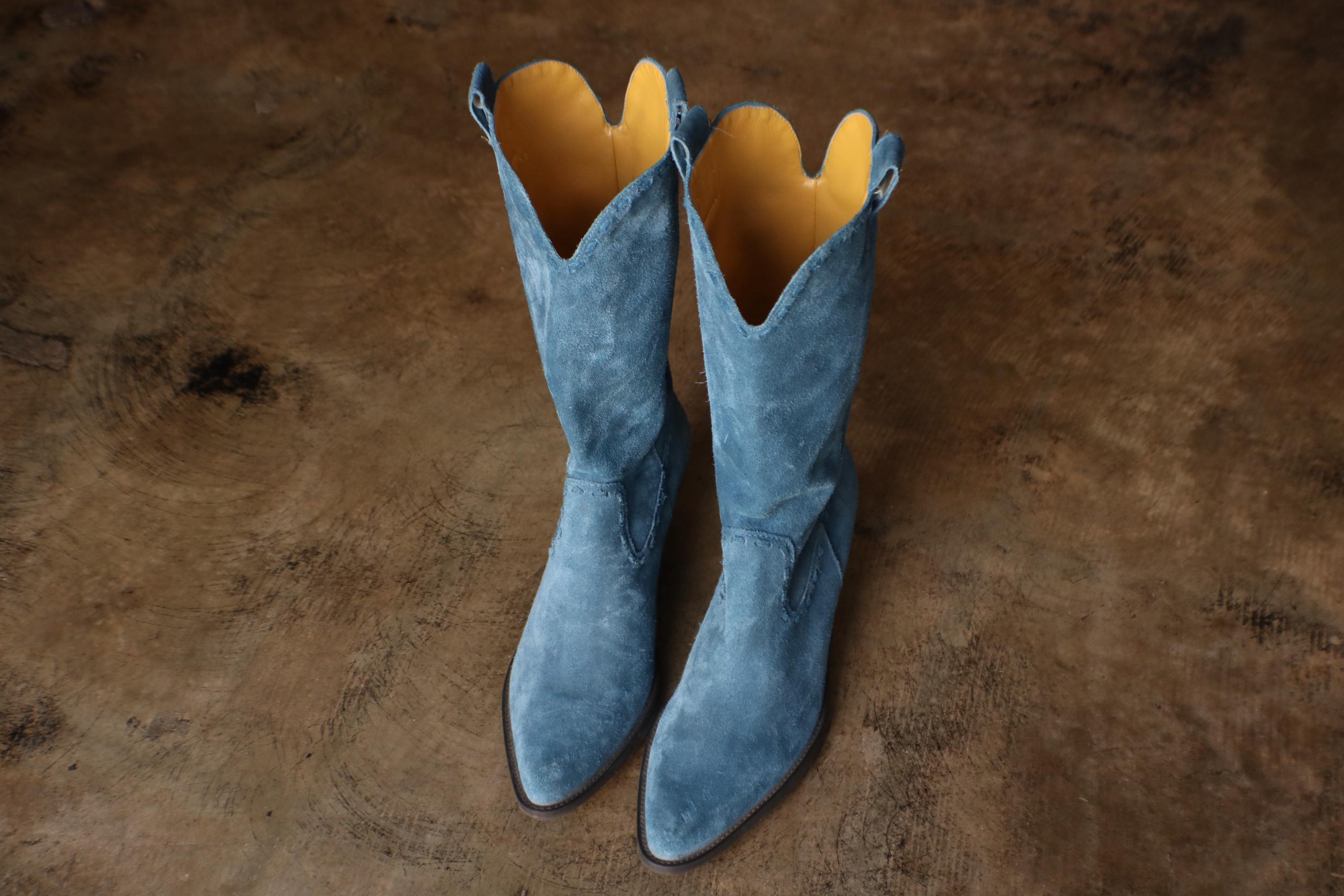 Size 7 1 2 M Cowboy Boots Blue Suede Boots Y2K Western Women s Etsy Denmark