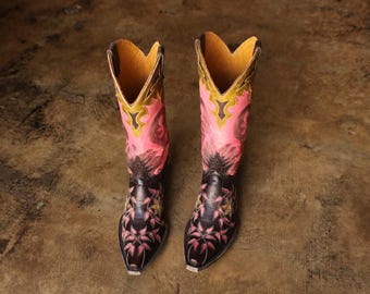 9 B Old Gringo Pink Cowboy Boots , Women's Leather Western