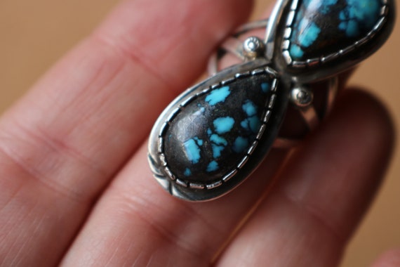 Double Drop Turquoise RING / American Turquoise S… - image 6