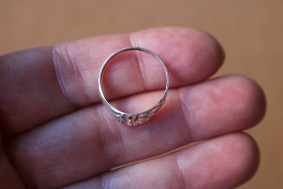 Sterling Dome RING , Etched Stacking Ring - Size … - image 5