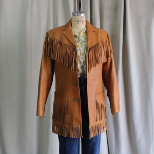 Vintage Ralph Lauren Leather Fringed Jacket, Brown Western Coat