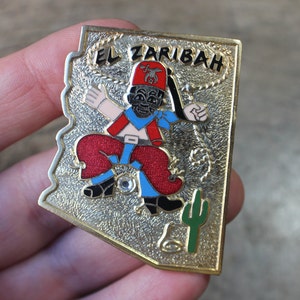 Arizona  Pin / Vintage Shriner&#39;s State Brooch with Saguaro / El Zaribah Pendant