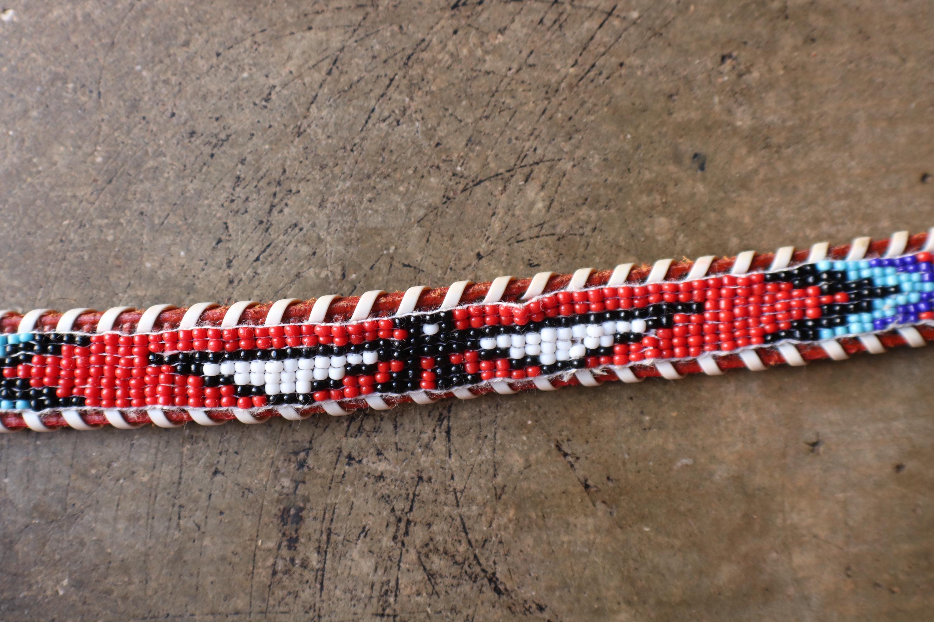 Vintage Southwest Beaded Leather Belt: Thunderbird Design  display picture 2