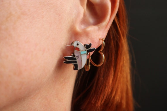 Hummingbird Earrings / Southwest Bird Jewelry / V… - image 4