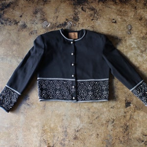 Western Black Jacket /  Black Cropped Silver Studded Ranch Wear /  Women&#39;s Double D Medium