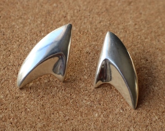 Modernist Sterling Post Earrings , 90&#39;s Light Weight Silver Post Earrings
